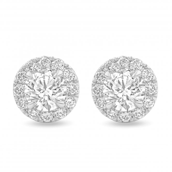 Eternity 18ct White Gold Lab Diamond Round Halo Stud Earrings 1.01 Carats