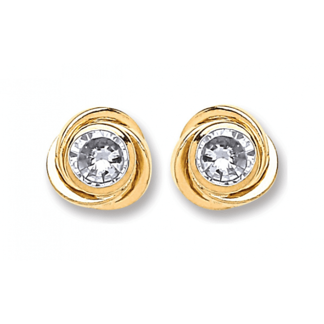 Eternity 9 Carat Gold Cubic Zirconia Knot Studs