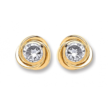9 Carat Gold Cubic Zirconia Knot Studs