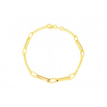 9 Carat Gold Paper Link Station Bracelet