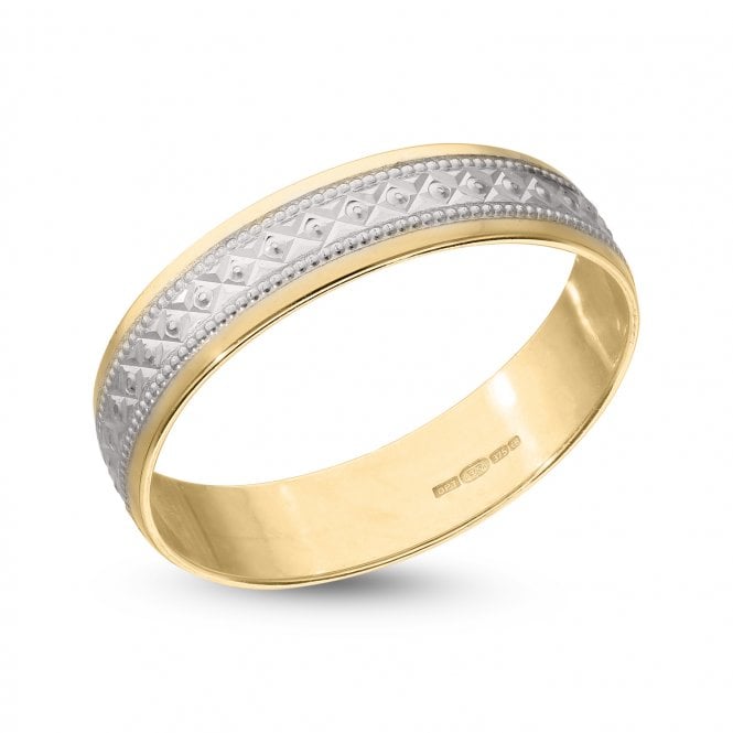 Eternity 9ct 2 Colour 4mm Fancy Diamond Cut Wedding Ring Size P