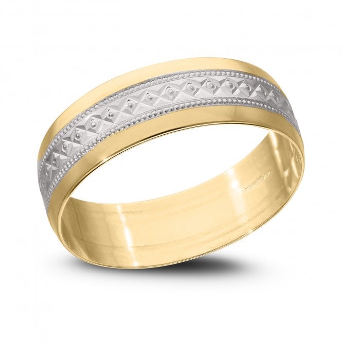 Eternity 9ct 2 Colour 6mm Fancy Diamond Cut Wedding Ring Size V