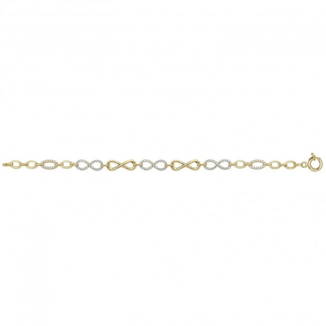 Eternity 9ct 2 Colour Cubic Zirconia Infinity Bracelet