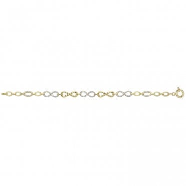 9ct 2 Colour Cubic Zirconia Infinity Bracelet