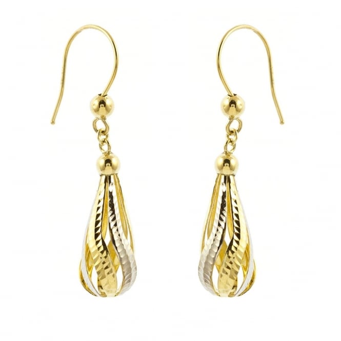 Eternity 9ct 2 Colour Gold Diamond Cut Teardrop Earrings