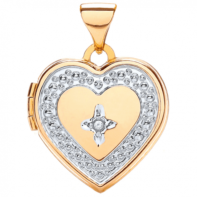 Eternity 9ct 2 Colour Gold Diamond Set Locket & 16