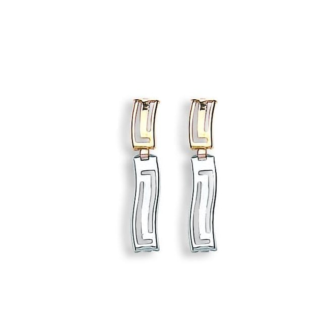 Eternity 9ct 2 Colour Gold Greek Key Drop Earrings