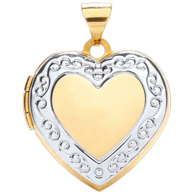 Eternity 9ct 2 Colour Gold Heart Fancy Locket & 16
