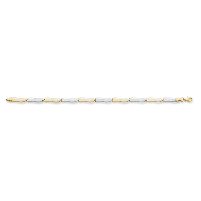 Eternity 9ct 2 Colour Gold Ladies Greek Key Wave Bracelet