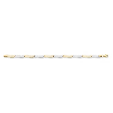 9ct 2 Colour Gold Ladies Greek Key Wave Bracelet