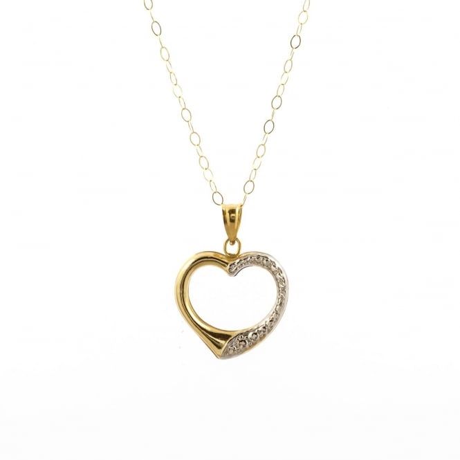 Eternity 9ct 2 Colour Gold Open Heart Pendant and 16'' Trace Chain