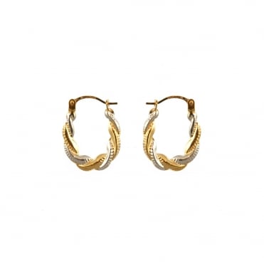 9ct 2 Colour Gold Small Oval Creole Hoop Earrings