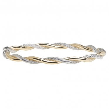 9ct 2 Colour Twisted Oval Bangle