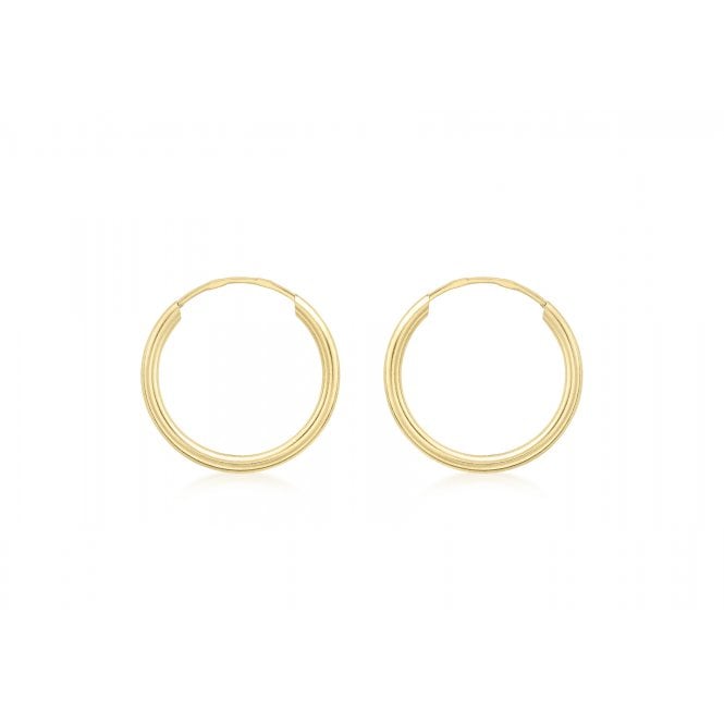 Eternity 9ct Gold 15mm Plain Sleeper Hoop Earrings