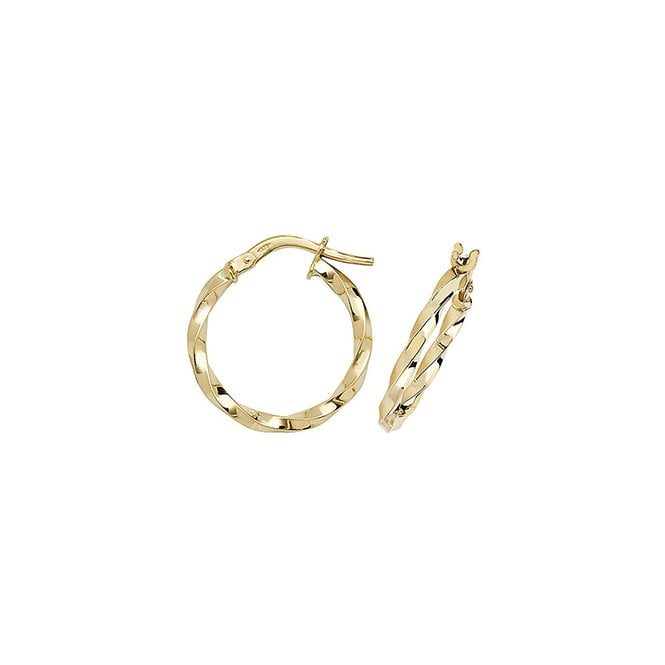 Eternity 9ct Gold 15mm Twisted Hoop Earrings