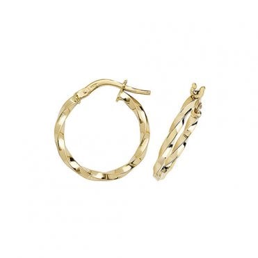 9ct Gold 15mm Twisted Hoop Earrings