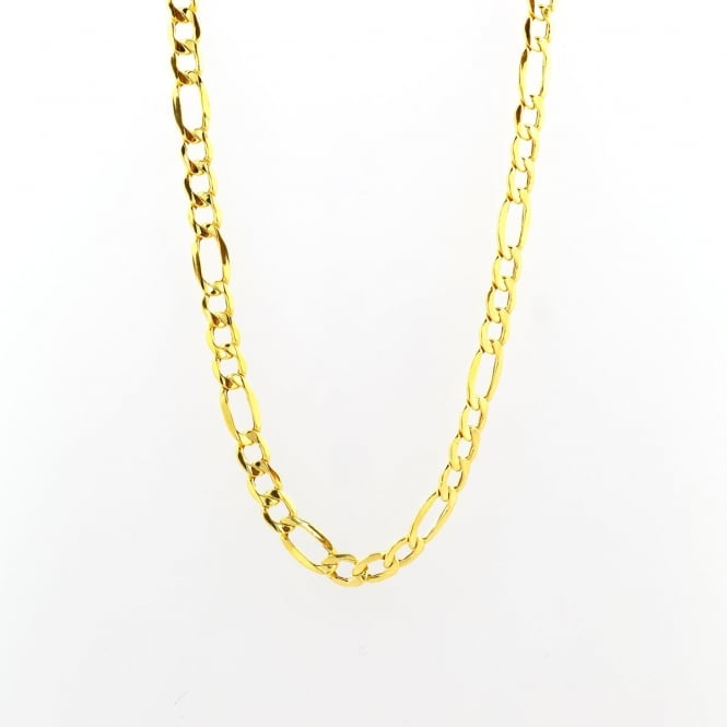 Eternity 9ct Gold 18'' Large 3 + 1 Figaro Chain