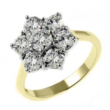 9ct Gold 2.13ct Floral Diamond Cluster Ring