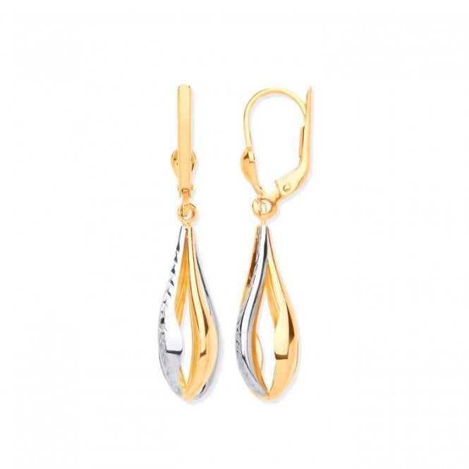 Eternity 9ct Gold 2 Colour Fancy Tear Drop Earrings