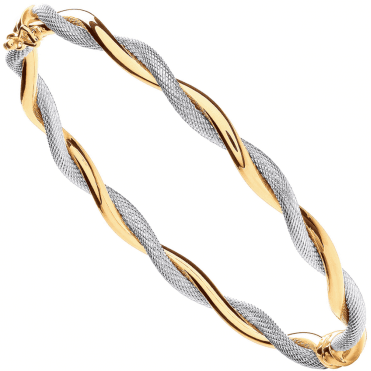 9ct Gold 2 Colour Twisted Bangle