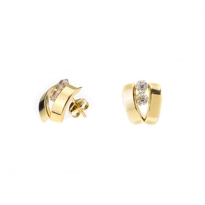 Eternity 9ct Gold 2 Cubic Zirconia Set 'V' Stud Earrings
