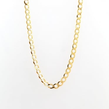 9ct Gold 20'' Mens Diamond Cut Curb Chain