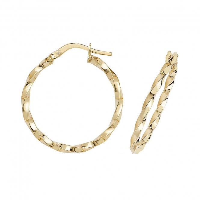 Eternity 9ct Gold 20mm Twisted Hoop Earrings