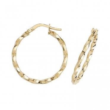 9ct Gold 20mm Twisted Hoop Earrings