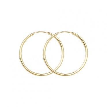 9ct Gold 22mm Round Sleeper Hoop Earrings