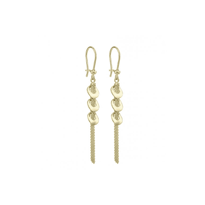 Eternity 9ct Gold 3 Circles and Chain Drop Earrings