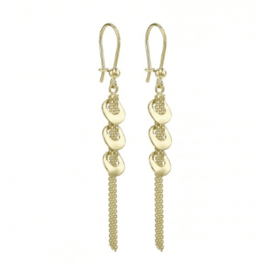 9ct Gold 3 Circles and Chain Drop Earrings
