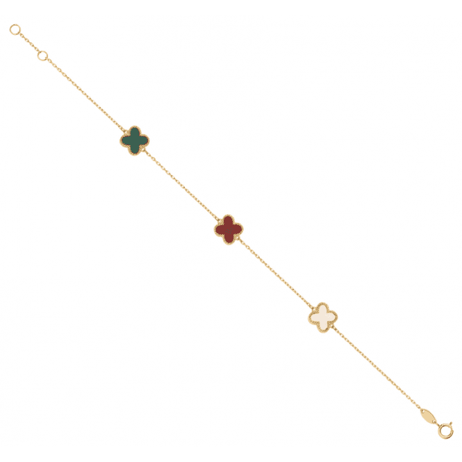 Eternity 9ct Gold 3 Colour 4 Leaf Clover Bracelet