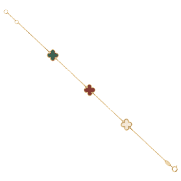 9ct Gold 3 Colour 4 Leaf Clover Bracelet