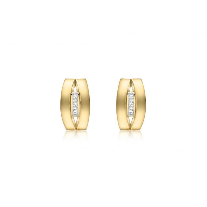 Eternity 9ct Gold 3 Cubic Zirconia Set Stud Earrings