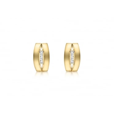 9ct Gold 3 Cubic Zirconia Set Stud Earrings