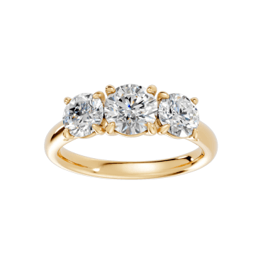 9ct Gold 3 Round Straight Lab Diamond Ring 3 Carats