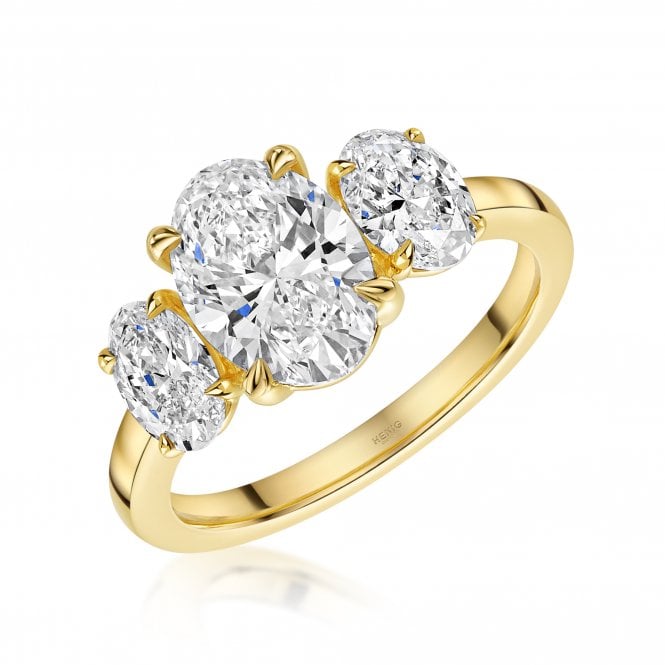 Eternity 9ct Gold 3 Stone Oval Lab Diamond Ring 2.25 Carats