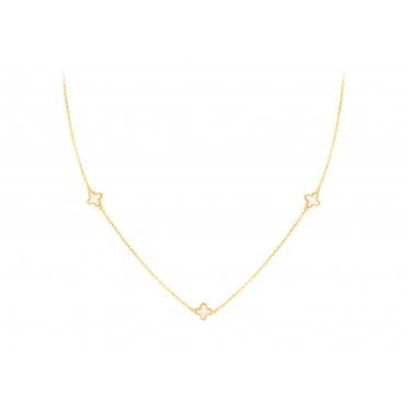 9ct Gold 3 White Mother of Pearl Clover Necklace