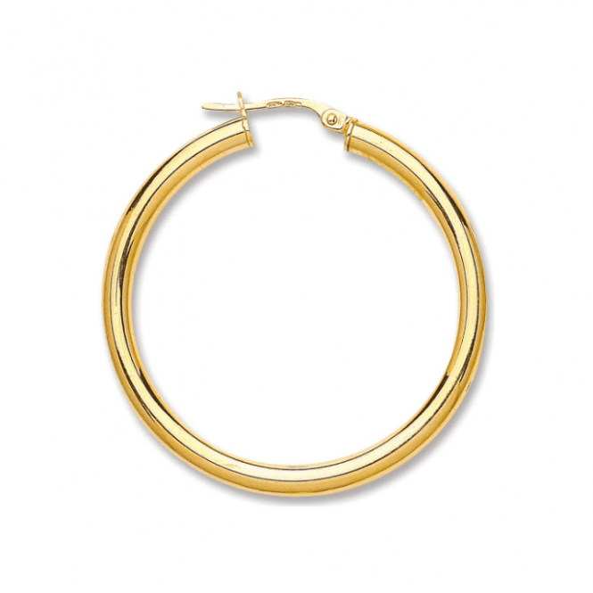 Eternity 9ct Gold 35mm Round Creole Hoop Earrings