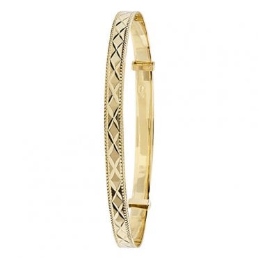 9ct Gold 4.5mm Diamond Cut Expanding Bangle
