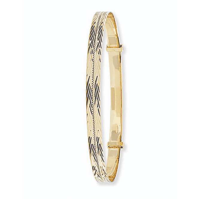 Eternity 9ct Gold 4.5mm Diamond Cut Herringbone Expanding Bangle