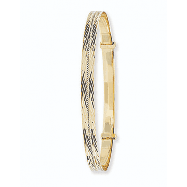 9ct Gold  4.5mm Diamond Cut Herringbone Expanding Bangle