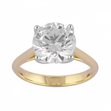 9ct Gold 4 Claw Solitaire Lab Diamond Ring 3.02 Carats