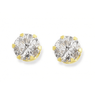 9ct Gold 4mm Cubic Zirconia Claw Stud Earrings