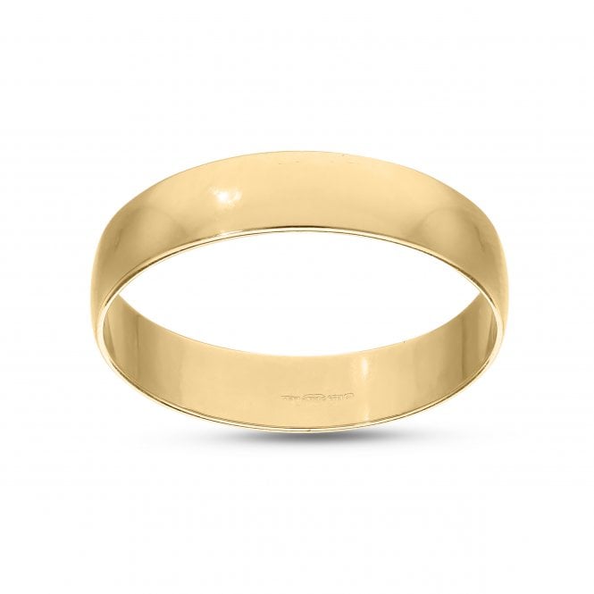 Eternity 9ct Gold 4mm D Shaped Plain Wedding Ring Size J