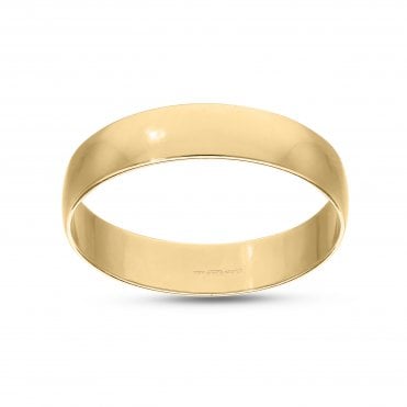 9ct Gold 4mm D Shaped Plain Wedding Ring Size P