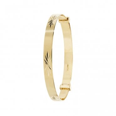 9ct Gold 4mm Diamond Cut Expanding Baby Bangle