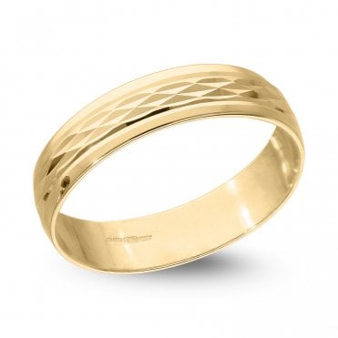 9ct Gold 4mm Diamond Cut Fancy Wedding Ring Size U