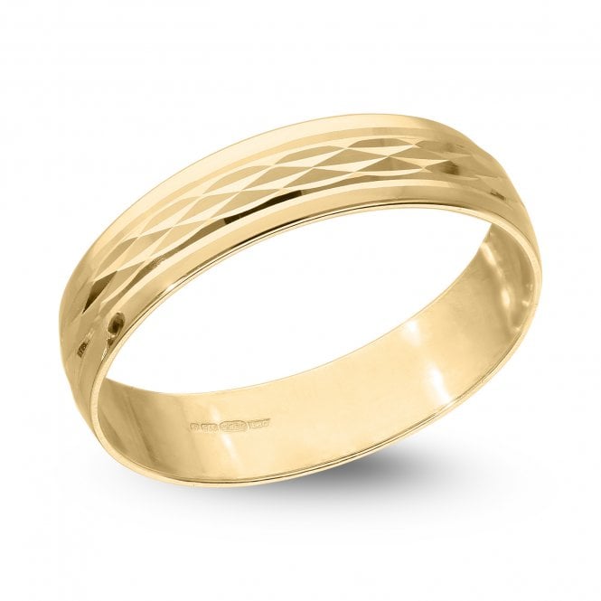 Eternity 9ct Gold 4mm Fancy Diamond Cut Wedding Ring Size N