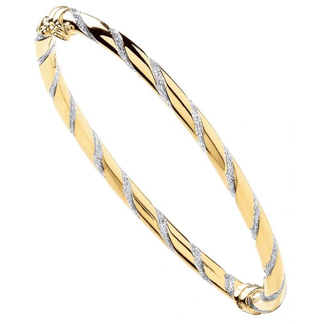 Eternity 9ct Gold 4mm Glitter Twist Oval Bangle